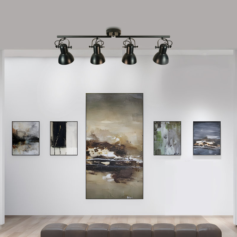 Black Adjustable Industrial 4-Light Track Lighting Fixture