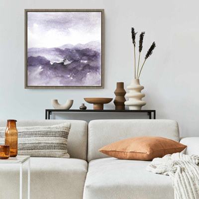 Toile mauve à motif de nuages | Art mural mauve encadré pour chambre