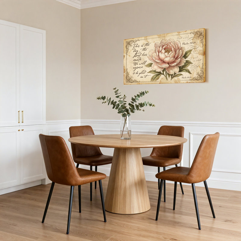 Ensemble de 1 tableau sur toile tendue, motif floral vintage pivoine et verset biblique, H 20 po x l 40 po