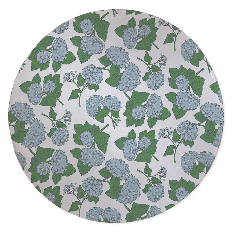 Hydrangea Non Slip Outdoor Rug, Round 5'
