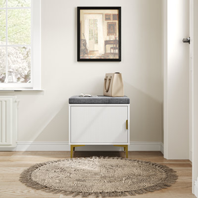 Krishelle Eisenhardt Modern End Table With Cushioned Top And Cabinet Storage