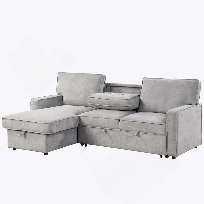 Canapé-lit modulaire Upholstery avec espace de rangement, port USB, 2 porte-gobelets