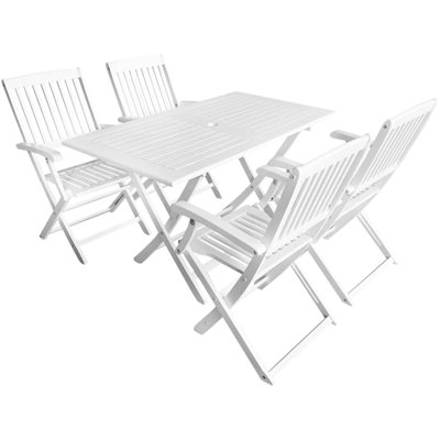 Ziegler 4 - Person Acacia Wood Patio Dining Set with Rectangular Table