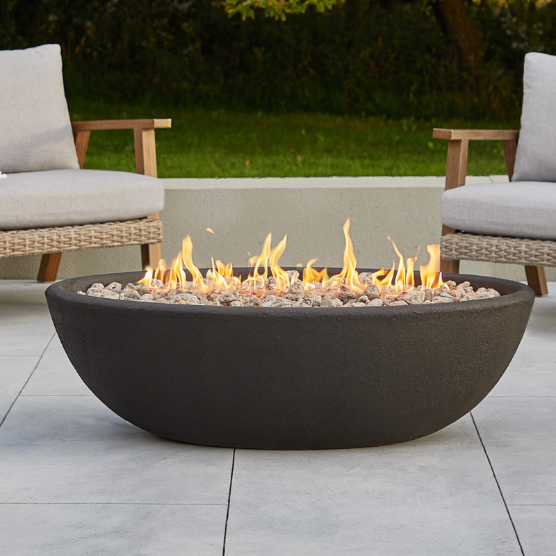 RIVERSIDE Oval Propane Fire Bowl by Real Flame, Shale, 15.25" H x 48.25" W x 28.25" D