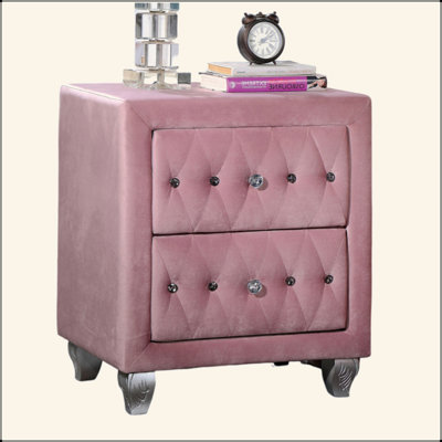 Gorgeous Pink Nightstand With Crystal-Like Acrylic Knob And Functional Storage