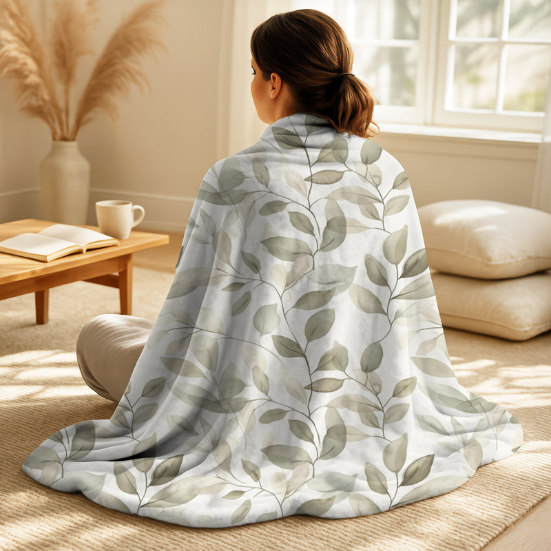 Coastal Sage - couverture chaude abstraite crème, jeté douillet Coastal