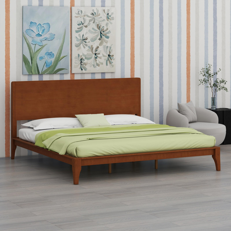 Lit plateforme en bois de bambou, Brun