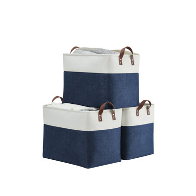 Foldable Storage Bin | Collapsible Sturdy Fabric Storage Basket Container W/Handles