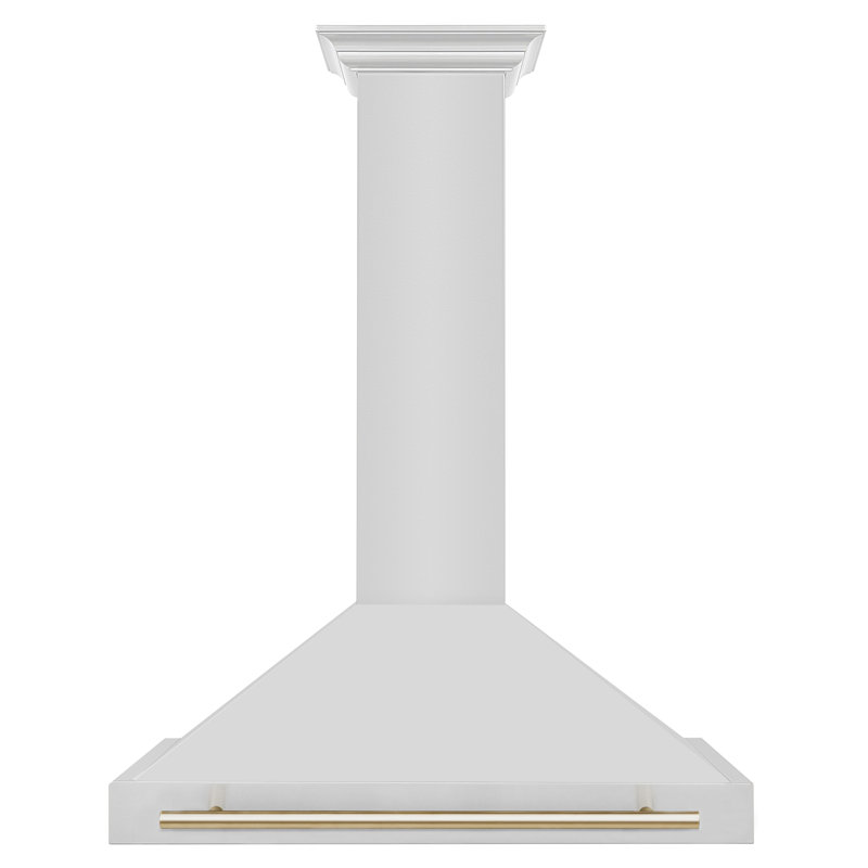 36" 400 CFM Ducted Wall Mount Range Hood, Stainless Steel/Gold