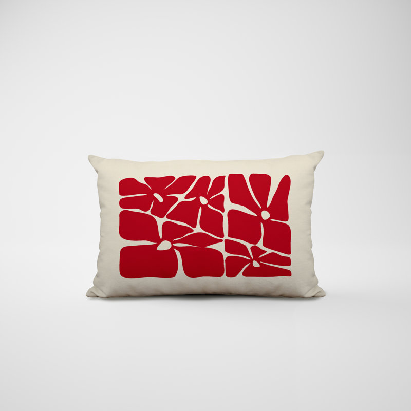Polyester Lumbar Rectangular Indoor/Outdoor Pillow Cover & Insert, Red