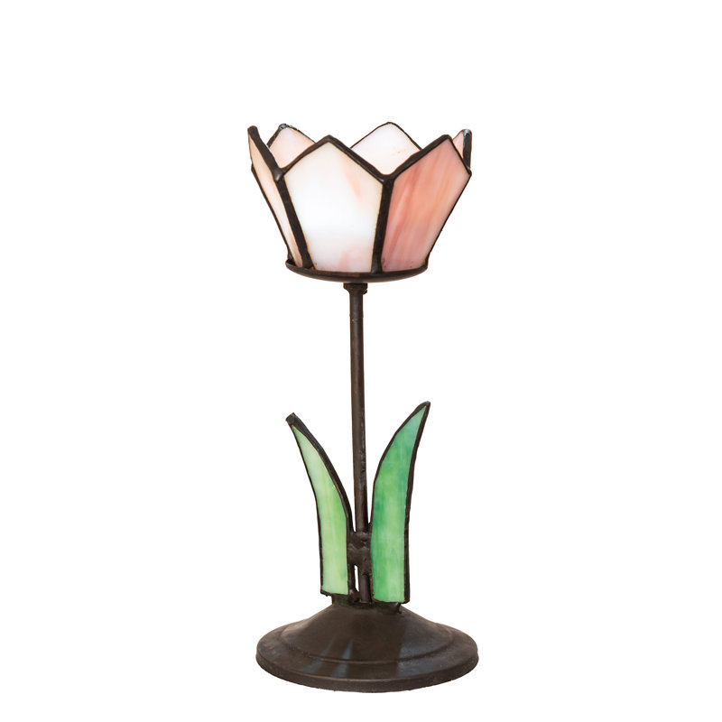 Tealight Candle Holder, Pink/Green, 8" H x 3" W x 3" D