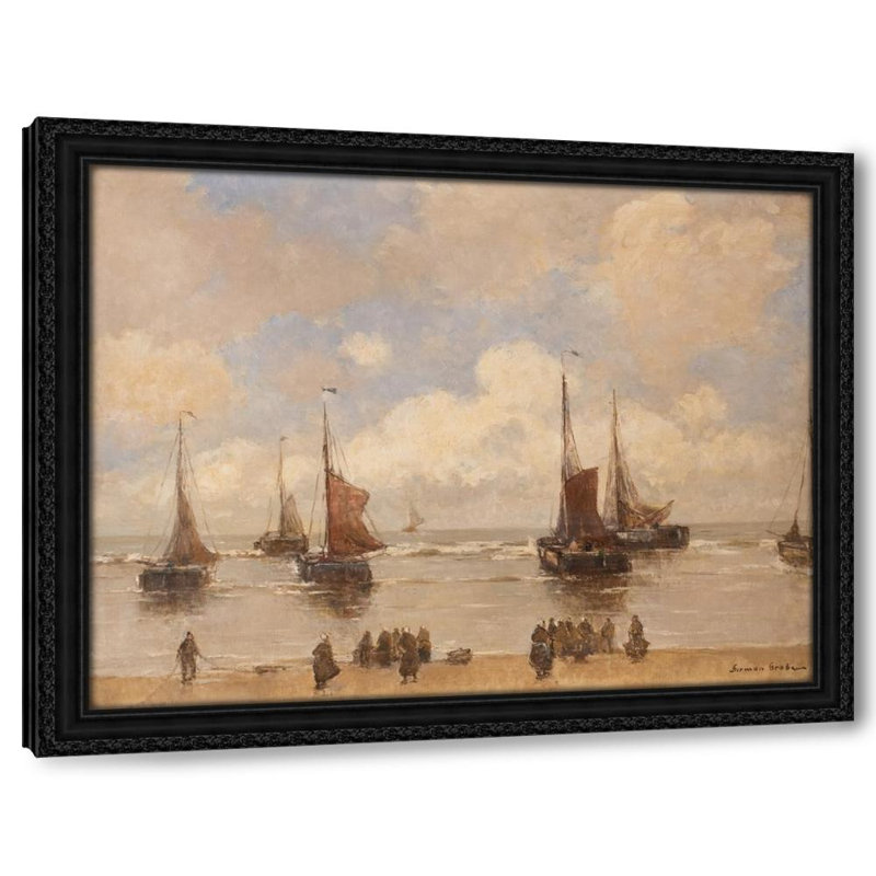 Débarquement des bateaux de pêche, H 25 po x l 32 po