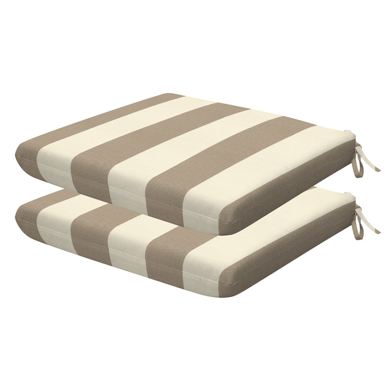 Coussin de siège d'extérieur carré Meridian, Rayures auvent brun clair, L 20 po x P 20 po