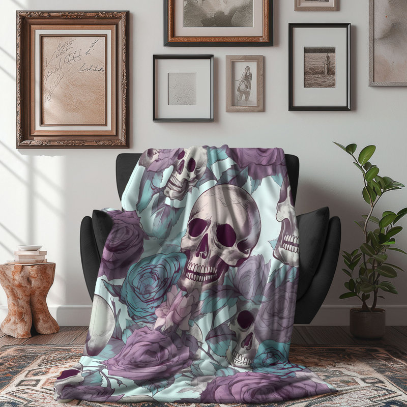 Couverture florale en sherpa 1 pièce, Grand lit