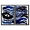 «Blue and Black Coastal Tidal Tranquility - Abstract Collages Large Art, Blue Contemporary, reproduction sur toile 2 pièces