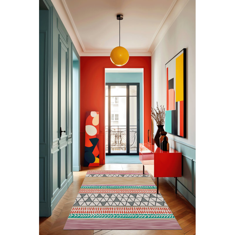 Korryn Performance Washable Chevron Indoor / Outdoor Rug, Runner 2'7" x 9'10"