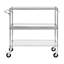 Chariot de rangement roulant robuste à 3 niveaux avec tablettes métalliques réglables et table de travail