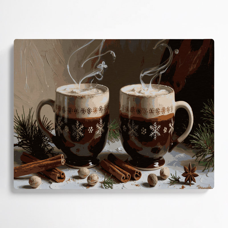 Lait de Noël dans des tasses festives, art mural en métal noir, H 11 po x l 14 po