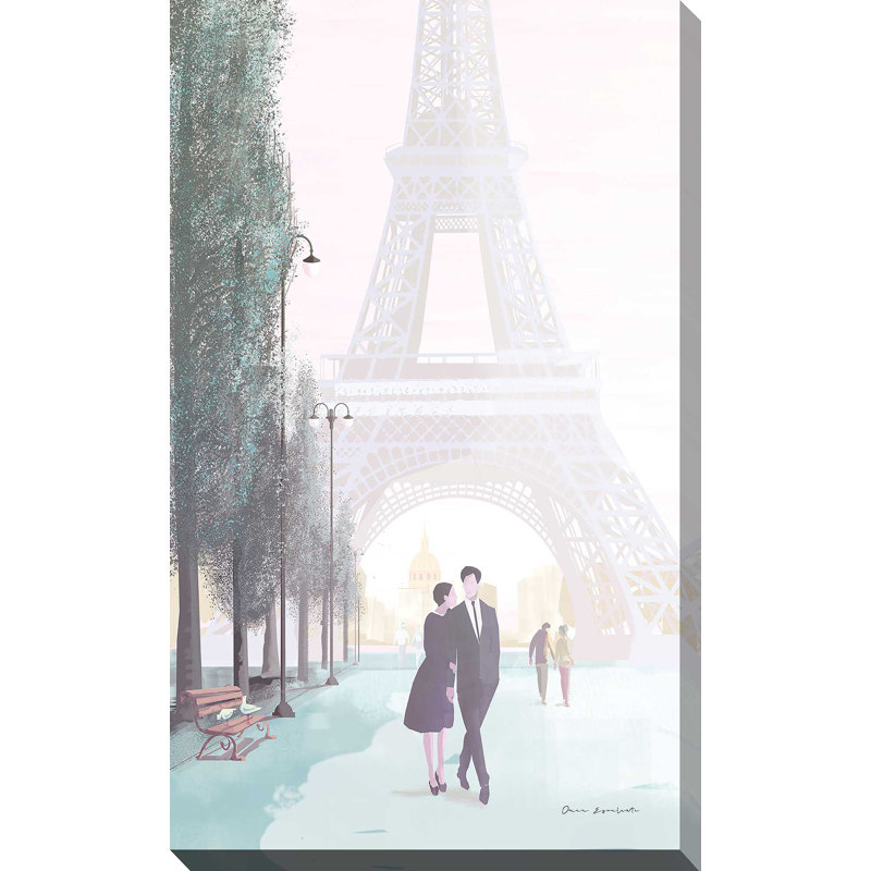 «Paris Love» par Omar Escalante - Peinture, Toile tendue, H 60 po x l 36 po x P 1,5 po