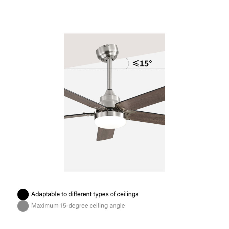 Whisperbloom Blade Span 42 In. Indoor Ceiling Fan With LED Light Bulbs And Remote Control, Brushed Nickel, Brown