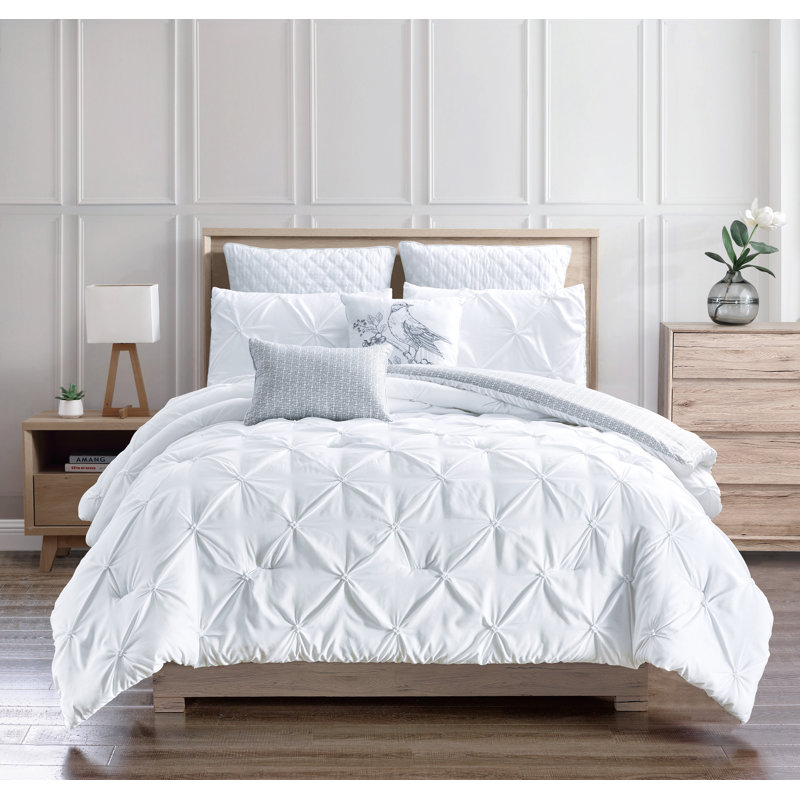 Ensemble d'édredon réversible Olympia, Édredon de grande taille et 6 pièces supplément, Blanc