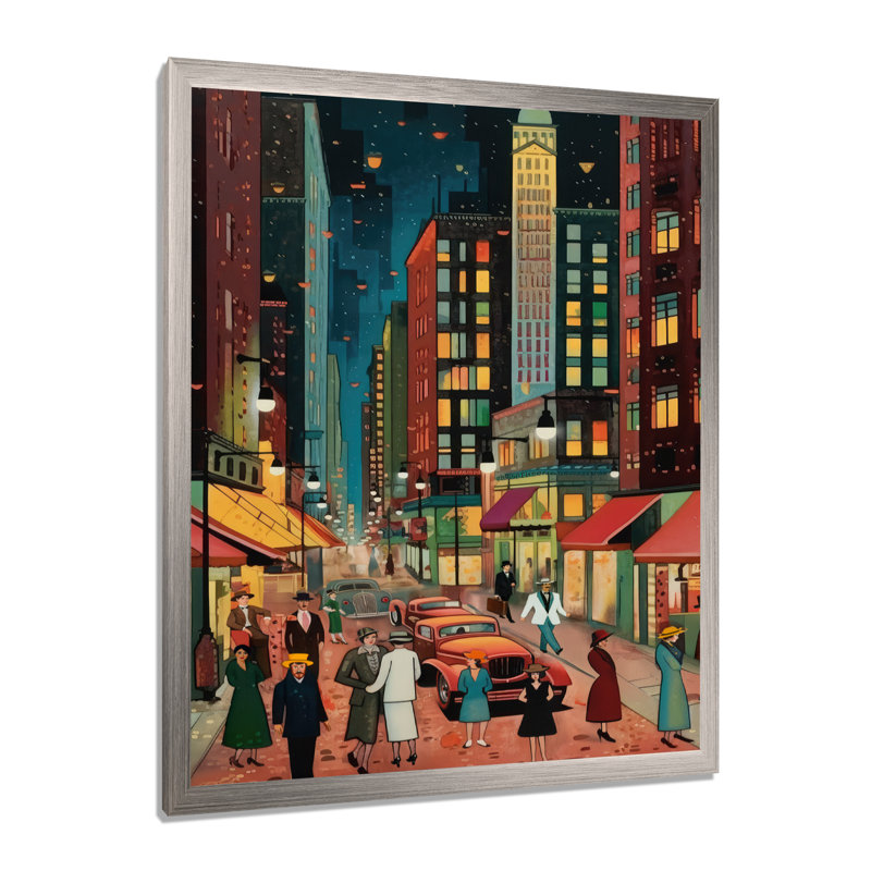 Art déco rétro City Life I - Fashion Woman, art mural encadré, H 32 po x l 24 po x P 1 po, Cadre simple argenté