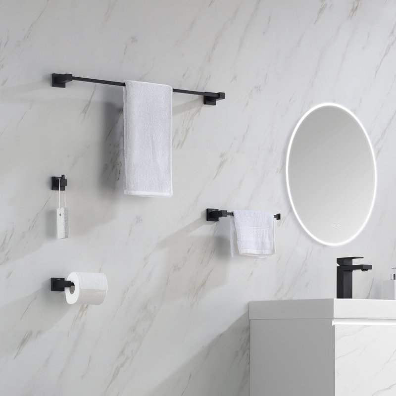 Ensemble de quincaillerie de salle de bain 4 pièces, Noir mat