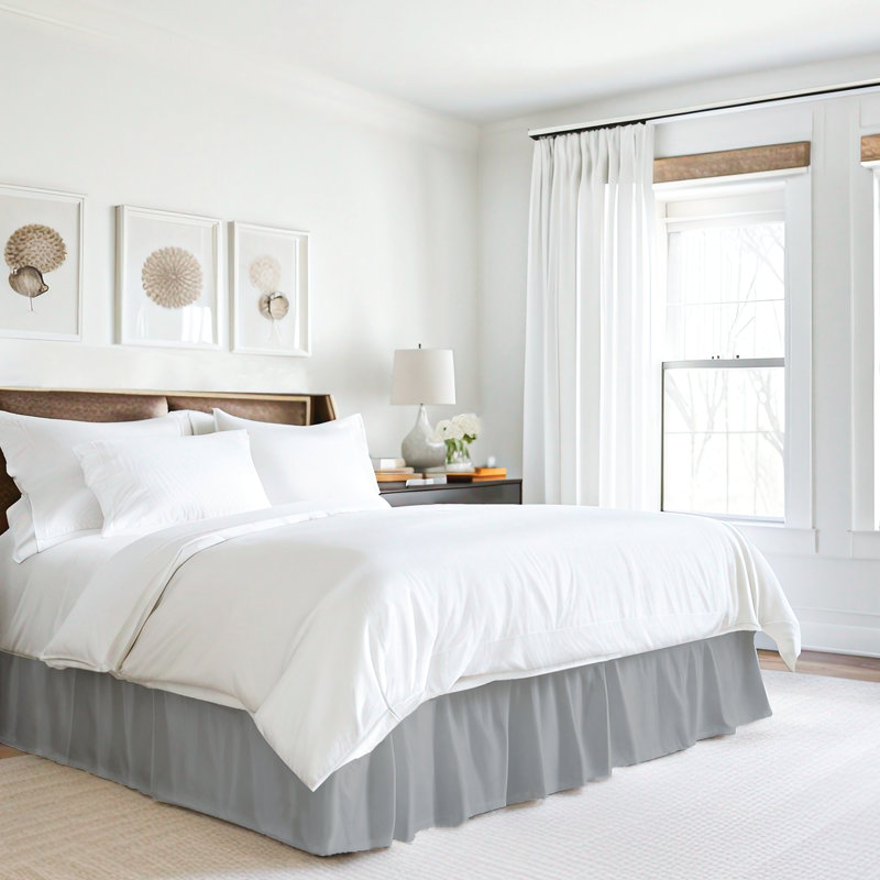 Gray Polyester King/California King Machine Washable Bed Skirt