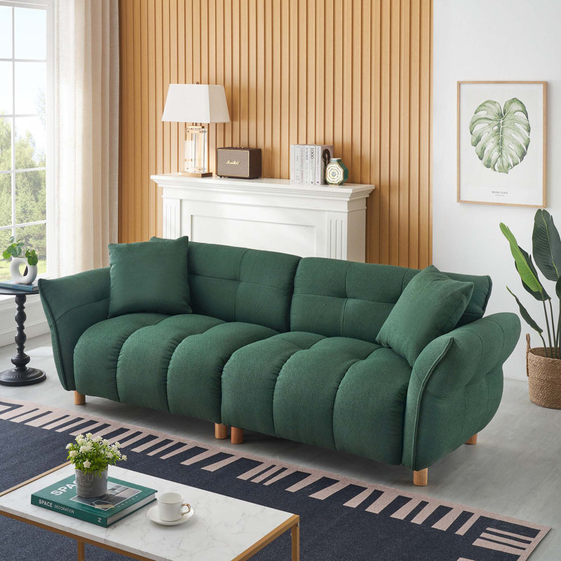 Canapé en tissu de 93,70 pouces de long, avec deux coussins assortis et trois sièges spacieux et confortables, pour le salon de bureau.
