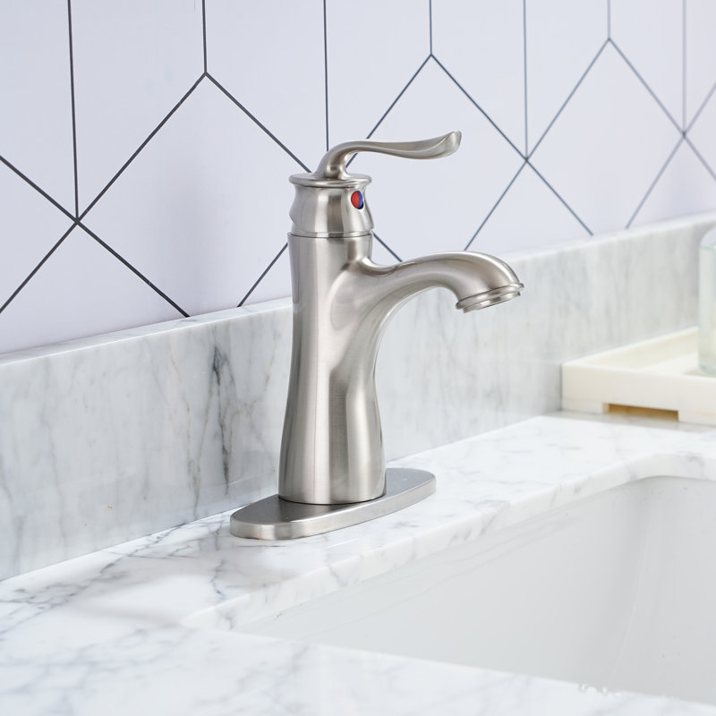Single-Hole Single-handle Bathroom Faucet with Drain Assembly, Brushed Nickel