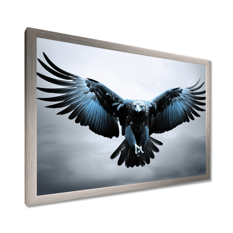 «Powerful Bold Eagle Sorage - Eagle», reproduction sur toile encadrée, Cadre simple argenté, H 30 po x l 40 po x P 1,5 po