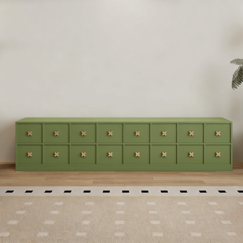 Meuble télé moderne en bois manufacturé vert, H 18,9 po x L 78,74 po x l 15,75 po
