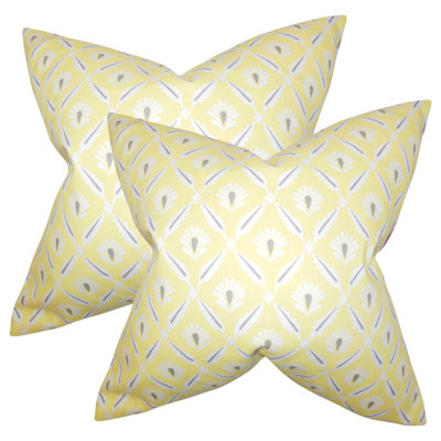 Lowndesboro Geometric Feather Reversible Throw Pillow