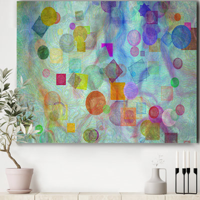 «Mimimalistic Blue & Violet Impression on Turquoise», reproduction d'impression sur toile