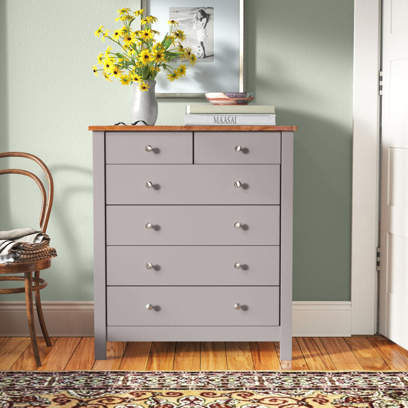 Commode 6 tiroirs l 31,54 po, Gris