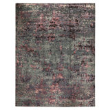 Hand Knotted Area Rug in Silver And Lilac