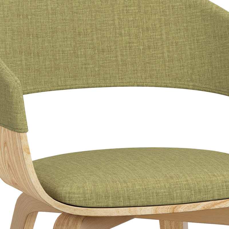 Chaise de salle à manger rembourrée avec dossier courbé Lowell, Vert acide