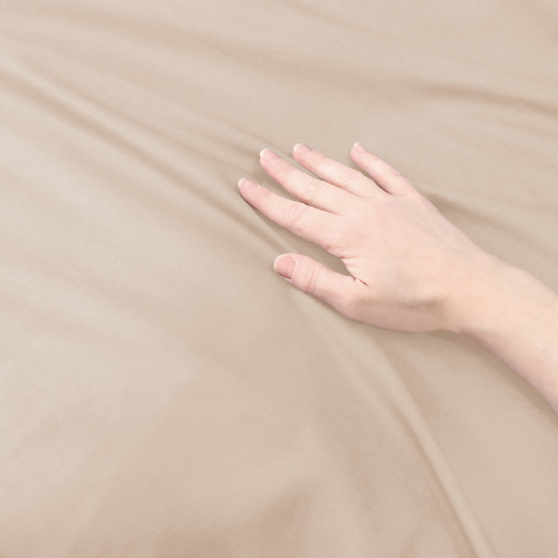 300 Thread Count Solid Cotton Percale 3-Piece Duvet Cover Set, Tan, King Duvet + 2 King Shams