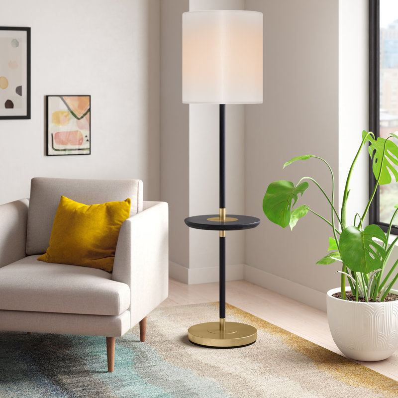 65'' Tray Table Floor Lamp, Black/Gold