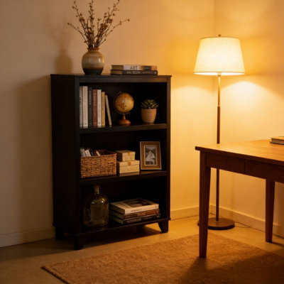 3-Tier Open Bookcase With Elevated Legs, Engineered Wood Storage Shelf For Living Room/Office