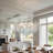Blue Shell Crystal Chandelier White Metal Frame 8 Light Pendant Ceiling Light