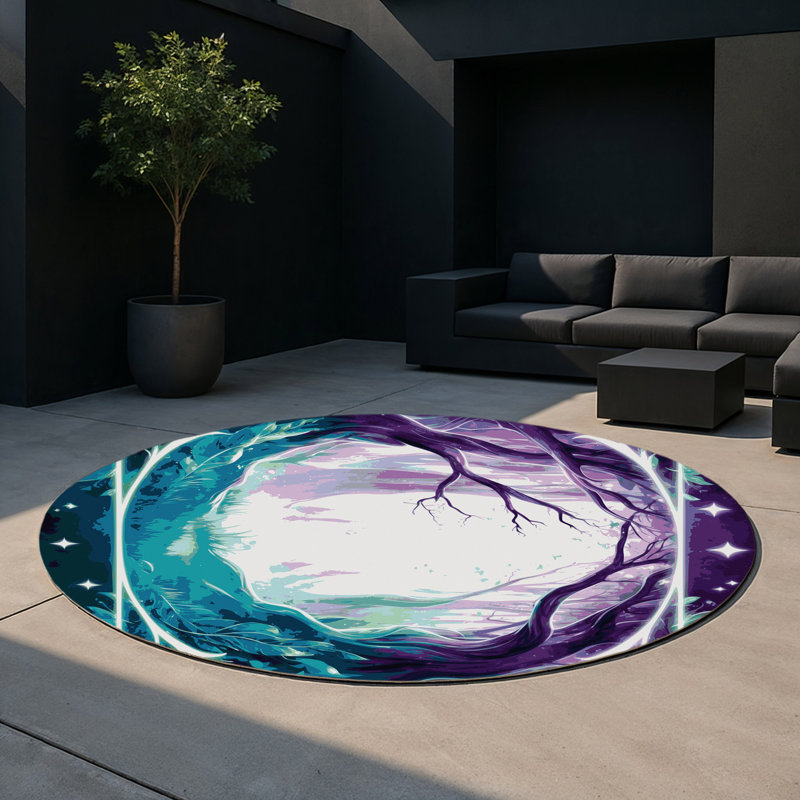 Lunar Shadows Indoor And Outdoor Area Rug, Round 5'