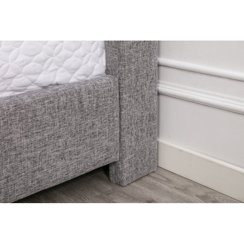 Upholstered Wingback Bed, Queen, Light Gray