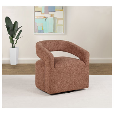 Fauteuil pivotant Brillia Berry - Fauteuil tonneau capitonné bordeaux avec rotation à 360 degrés pour salon