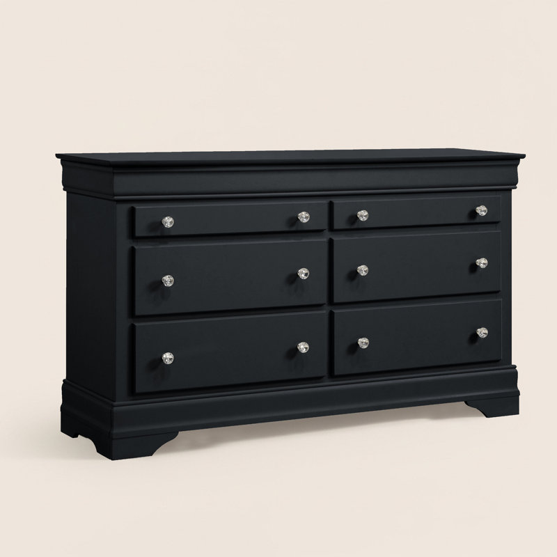 Commode 6 tiroirs Barvelle, Noir