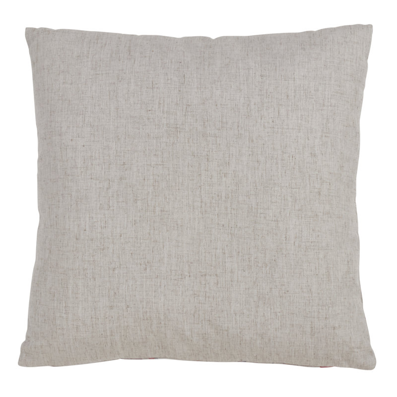 Beige and Pink Flamingo Print Square Throw Pillow