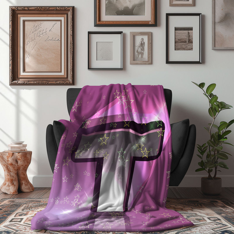 Motif Groovy - 1 pièce Sherpa Premium, Lit simple, Mauve / noir / gris
