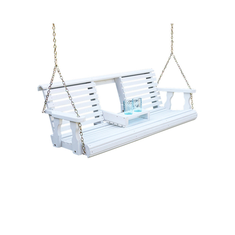 SainCroix Amish Rollback Console Treated Porch Swing, Semi-Solid White Stain