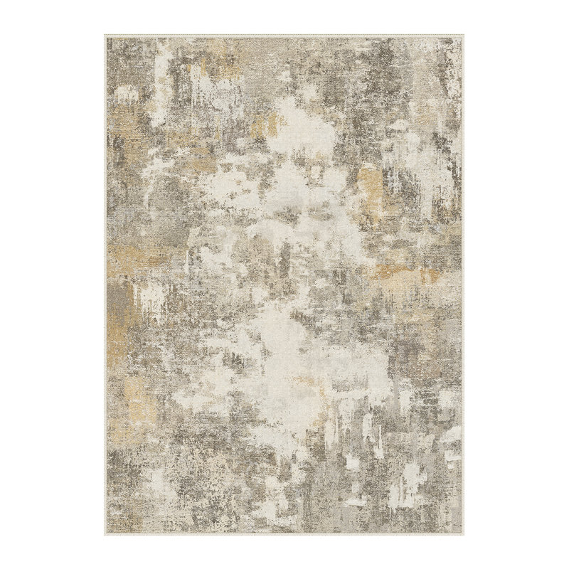Modern Abstract Machine Washable Area Rug With Non-Slip Rubber Backing, Rectangle 6' x 9'