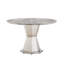 Table de salle à manger ronde en marbre de 47 po, table de cuisine moderne avec plateau en faux marbre ultrabrillant et base en acier inoxydable pour la salle à manger, cuisine (argent, gris)-782544797